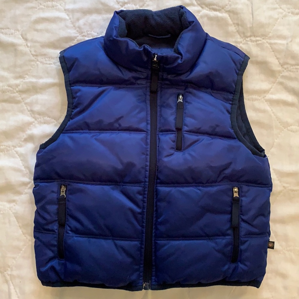 NWOT! LANDS END UNISEX PUFFER VEST! BLUE PERFECT CONDITION!